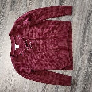 🦜 Kaisely lace-up V-Neck waffle knit Sweater 🦜